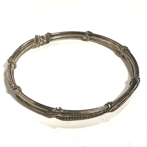 Etruscan Revival Wire Wrap Look Bangle Bracelet Antiqued Silver Tone Beautiful - Picture 3 of 6